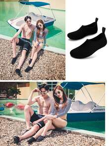 1 Pair New Style Snorkeling Beach Water Shoes, Men/Women Soft Sole Quick Dry Anti-Slip Dive Swim Shoes; Ladies Fast Drying Water Socks For Beach, Yoga, Swimming, Surfing; Multifunctional Indoor/Outdoor Fitness Shoes; Breathable Material, Summer 2025 - Black - View 3