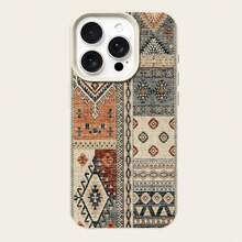 Patchwork Elements Fashion Phone Case Patchwork Fashion 1pc Vintage Plaid Full Screen TPU Phone Case Compatible With IPhone/Compatible With Redmi Phones, International Version, Not The Domestic Version Spring Gift Party - White - View 5