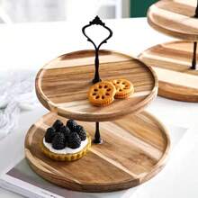 Creative European-Style Dessert Kitchen Restaurant Double-Layer Three-Layer Cake Tray Wooden Dessert Table Decoration Tray Cake Dessert Rack Party Hotel Tray Fruit Plate