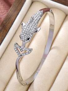 Fashionable Atmospheric Charming And Luxurious Dolphin Rhinestone Bangle Bracelet For Girl Party Gift
