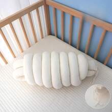 1 Stück Krippen-Umrandung, handgewebte Streifen, Knoten, Brandteig-Zöpfe, stoßfeste weiche Babybett-Umrandung