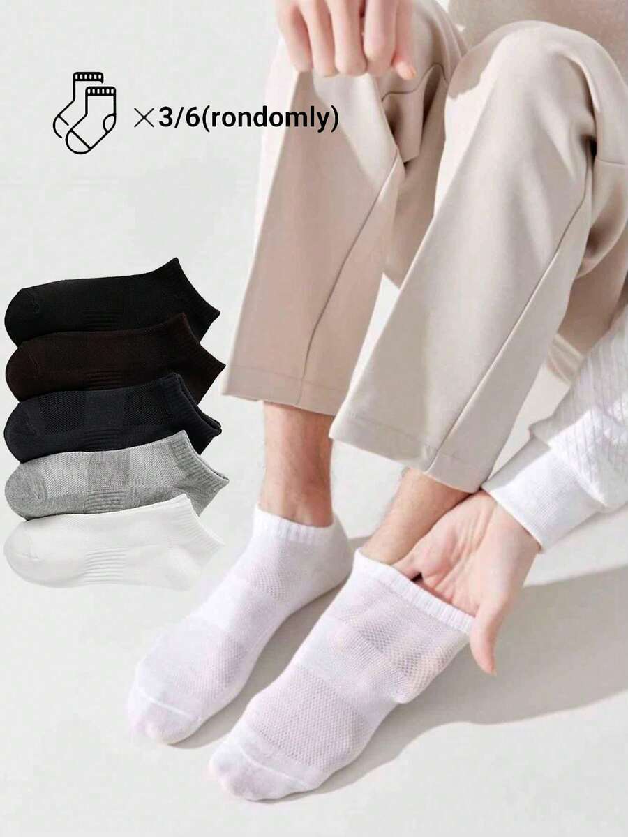 3/6 Pairs Of Waist Reinforced Anti Slip Socks, White Socks, Black Socks, Fabric Women's Ankle Socks, Crew Sports Socks, Women's Socks, Soft Women's Ankle Socks, Regular Women's Ankle Socks, And Daily Socks - Multicolor - View 1