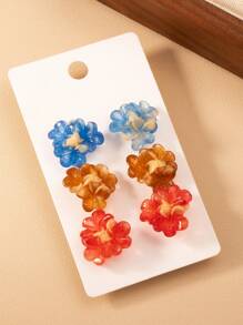 3 Paar minimalistische süße Acryl Blumen Ohrringe für Frauen