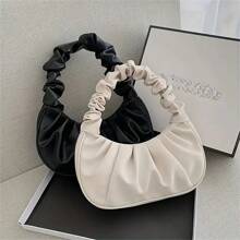 [Bolso de mano elegante] Bolso tipo hobo con pliegues en forma de nube | | Cierre magnético, correa arrugada | Bolso de mujer | Para outfits casuales o de noche | Elegante