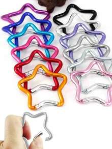 1/2/4/5/6pcs Aluminum Star-Shaped Carabiner, Creative Spring Hook Keychain, Outdoor Camping Hiking Accessories - Silver - View 4