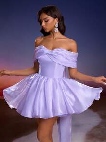 Đầm dạ hội Anymoon mới, thời trang và thanh lịch với nơ trang trí, phù hợp cho các buổi dạ tiệc, lễ tốt nghiệp, lễ hội, tiệc tùng và nhiều sự kiện khác, đầm dự tiệc, đầm dạ hội. - Màu tím - Xem 6