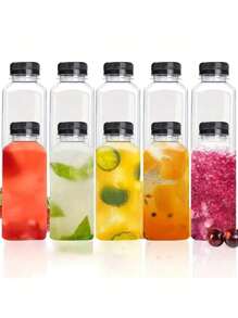 1/3pcs Plastic Juice Bottles With Caps, Transparent Juice Bottles, 8oz 12oz(250ml,350ml),Juice Containers With Lids For Fridge, Reusable Juicing Bottles, Smoothie Bottle, Empty Plastic Juice Bottles, Drink Containers With Lids, Empty Milk Bottles Plastic Smoothie Drink Bottles, For Outdoor, Camping