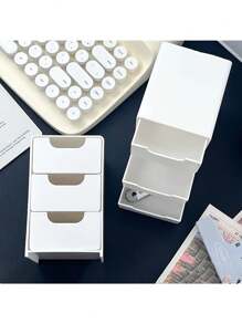 1/2 Stücke/Set, 3-stufiger Make-up-Organizer aus Kunststoff mit Schubladen – kompakte Kosmetik-Aufbewahrungsbox für die Arbeitsplatte für Schmuck und Bürobedarf – nicht elektrischer Schreibtisch-Organizer für den Schulanfang