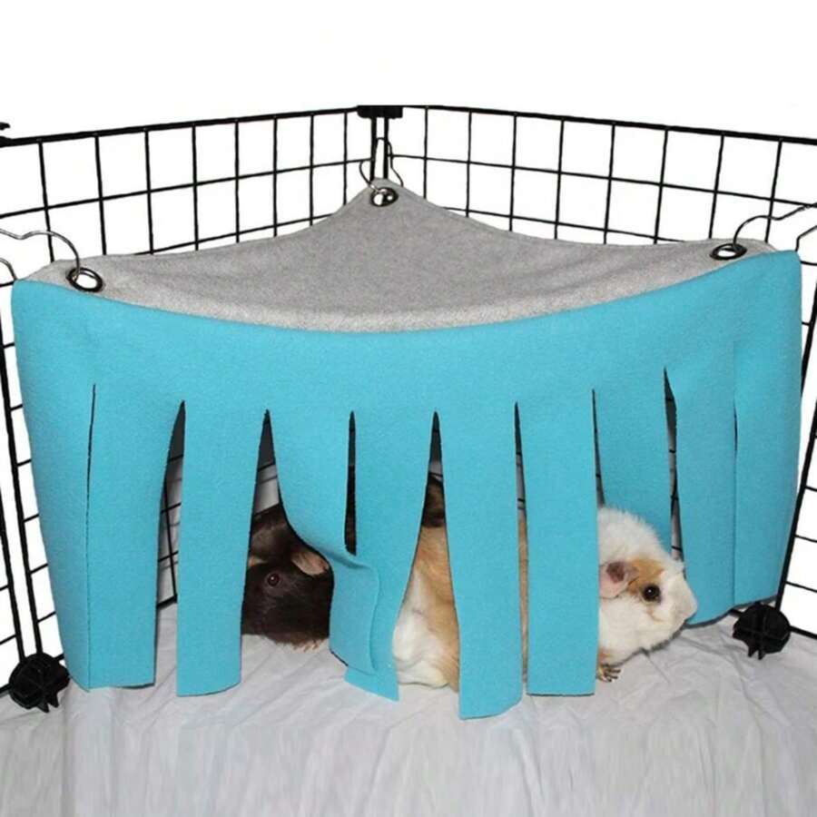 Tienda de campaña para mascotas con borlas, escondite para cobayas, hámsteres, erizos, hamaca, cortina, cama colgante para mascotas pequeñas, nido de esquina, tapete, casa - marrón A - Ver 1