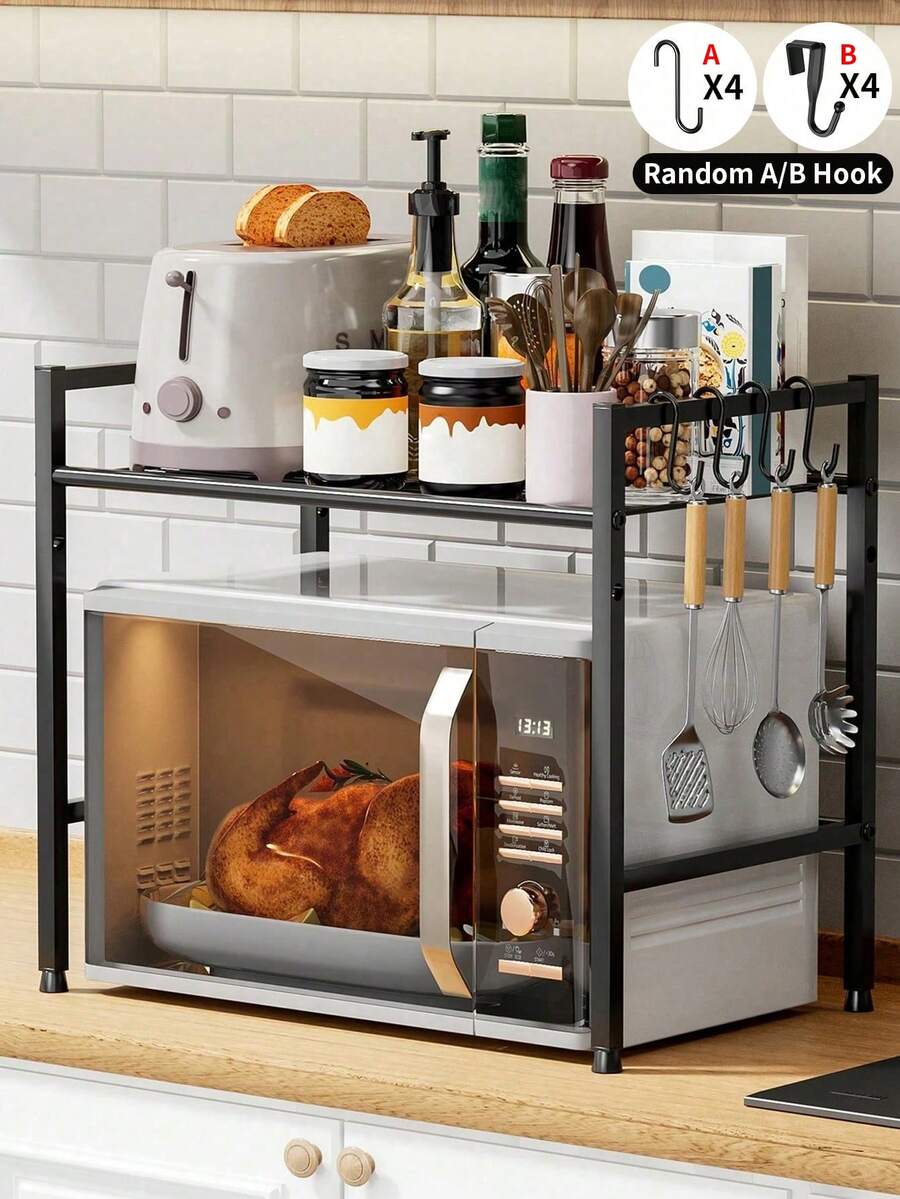 A Multifunctional Kitchen Storage Rack, Serving As Both Microwave And Oven Rack, Dual-Layer Design For Storing Spices And Other Items, Also Suitable For Home Decor, Bathroom Supplies, Birthday Gifts, New Year Gifts, Valentine's Day Gifts, Etc.