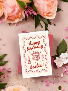 1 pieza Tarjeta de cumpleaños sincera para la mejor amiga con un poema de amor divertido, diseño rosa y blanco - Regalo de cumpleaños ideal de primavera para la mejor amiga, tarjeta de cumpleaños para la mejor amiga | Encantadora estética | Tarjeta de papel