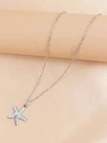 1pc Fashionable Minimalist Stainless Steel Starfish & Heart Pendant Necklace, Suitable For Women's Daily And Party Wear - necklace - View 14