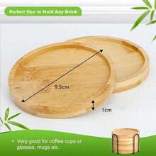 6pcs Bamboo Coasters Set With Holder, Suitable For Coffee Tables, Wooden Coasters For Potted Plants, Desk Protection, House Warming Gifts, Square/Round Bamboo Coasters For Flower Pots, Beverage Trays Art Plates (6pcs, Mosaic Tiles Not Included), 6pcs Mosaic Bamboo Coasters For Crafts, Blank Pedestal Trays, Drinkware Coasters, Plant Coasters, Art Plates, DIY Mosaic Supplies (Round)