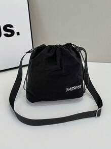 New Summer Nylon Sling Bag - Unique Design Drawstring Shoulder Bag - Japanese Fashionable Pleated Bucket Bag For Women