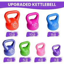 Exercise Kettlebell Fitness Workout - Heavy Durable Plastic Weight Filled With Cement - Pink - View 3