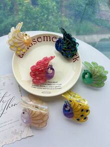 鸟与花系列发夹，小众设计鹦鹉醋酸纤维发夹，卡通拼布鸟发夹，创意可爱大雏菊醋酸纤维发夹，向日葵发夹，可爱甜美花朵发髻发夹，高品质水钻发夹 - 彩色 - 查看 5