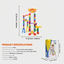 Marble Run Set, 153 PCS With Motorized Elevator, With 30 Plastic Marbles, Marble Maze Building Block Brain Game, Educational Learning Race Track STEM Toys, For Kids, Boys, Girls Ages 3 + Years - 153 PCS - View 7