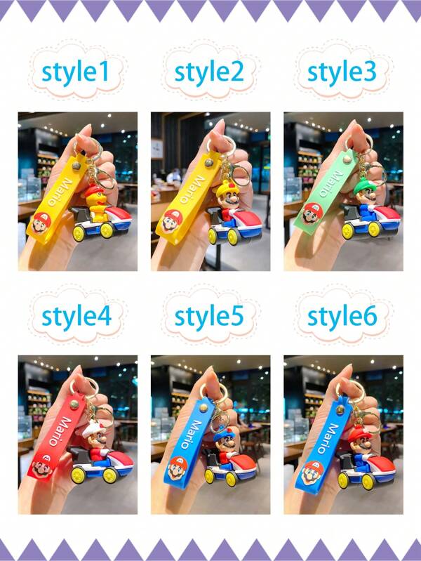 Super Mario Porte-clés sac Super Mario, pendentif de porte-clés de voiture de dessin animé Super Mario mignon. Pendentif de sac d'école, de voiture, accessoire de sac cadeau exquis