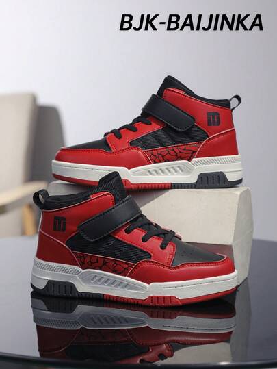  BJK-BAIJINKA 儿童篮球鞋，平底防滑男童运动鞋，儿童户外运动健身网球运动鞋