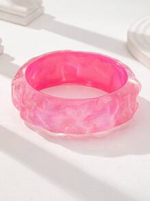 1 pieza Brazalete de resina iridiscente con brillo y destellos, set de brazaletes acrílicos de colores caramelo de verano, brazalete grueso de mujer, joyería de moda para uso diario, fiestas y citas