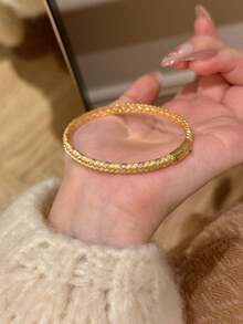 1pc Wheat Ear Braided Bracelet, Women's, Fully Encrusted With Diamonds, Layered And Beautifully Woven - Sui Sui Peace Bracelet - View 4