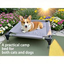 Metal Frame Breathable Removable Sturdy Pet Cot Bed, Suitable For Indoor And Outdoor Use All Year Round - Light Grey - View 5