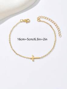 1 chiếc vòng tay dây chéo tối giản thanh lịch, thích hợp cho nữ giới đeo hàng ngày hoặc làm quà tặng cho các cô gái. - Vàng - Xem 4