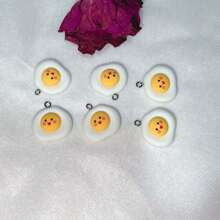 6 piezas Divertidos colgantes con forma de huevo de simulación de resina para hacer aretes, dijes, accesorios, llaveros, pulseras y otros artículos de joyería