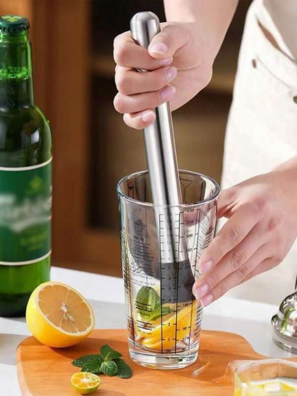1 Stück Obst- und Eiszerkleinerer, Stampfer für Cocktails, Edelstahl Cocktail Drink Stampfer Barkeeper Zubehör, Zitronenpresse für Küche Bar Werkzeuge, Barkeeper Bedarf Eiszerkleinerer, Multifunktional korrosionsbeständiger rostfreier Eisstampfer, kann effizient Eiswürfel zerkleinern, Säfte kräftig zerdrücken, wie Zitrone muddeln