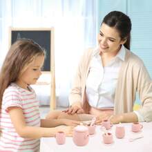 MCGMITT Silicone Tea Set, Tea Party Set For Little Girls Boys, 15 Pcs Dishwasher Safe Pretend Tea Set For Toddlers Kids Age 3-6, Cute Toy Kitchen Accessories For Children Birthday Gifts - Hồng - Xem 5