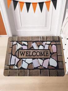 1/2pcs Welcome Home Pebble Printed Pattern Floor Mat - Non Slip Floor Mat, Suitable For Indoor/Outdoor Use, Perfect For Entranc Mats, Kitchen Mats, Laundry Room Mats, Bathroom Mats, Living Room Mats, Etc., Washable Area Mats