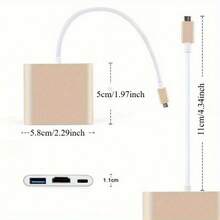 USB C To  Adapter, Type C To  Multiport Adapter With 4K  Output,3 In 1 USBC To 4K ,USB3.0 And USB C Charging Port, USB-C Digital AV Multiport Adapter For TV And Projector - Silver - View 4