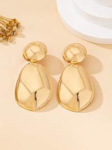 1 par de pendientes de moda para mujer, pendientes de metal liso con diseño geométrico exagerado en estilo bohemio, adecuados para uso diario y vacaciones