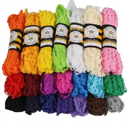 1 pieza 15 yardas Cinta en zig zag de 6mm de poliéster Cinta DIY para manualidades, material para decorar bodas, fiestas, Navidad, lazos