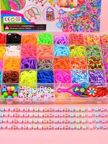 Set de kit de fabricación de pulseras de goma de 2700+/1600+/600+ piezas: kit de artesanía de pulseras trenzadas de colores aleatorios, regalo creativo para fiesta de cumpleaños, set de arte y manualidades que incluye herramientas de tejido, suministros para principiantes de joyería para mujeres