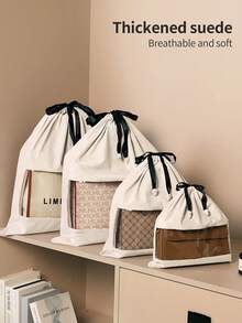 Suede Dust Bags For Luxury Bags, See-Through Closure Dust Cover, Moisture-Proof Packing Organizer - Multicolor - View 9