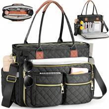 Large Laptop Bag For Women Teacher Tote Bags Work Bag Professional Computer Messenger With Insulated Pocket,Laptop Briefcase For Office, College, Nursing - 黑色 - 查看 1