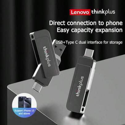 Lenovo Lenovo Thinkplus 32GB 64GB 128GB 256GB U-Disk Flash Drive USB Flash Drive USB 2.0 Memory Stick USB Drive Metal Portable USB Flash Drive, Suitable For Laptops, Desktop Computers, Stereos, TVs, Etc.