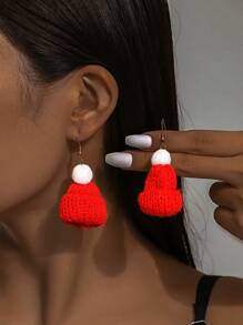 1 Pair Handmade Bohemian Style Woven Hat And Earrings Set, Fashion Classic Versatile, Suitable For Daily Wear, Party, Christmas