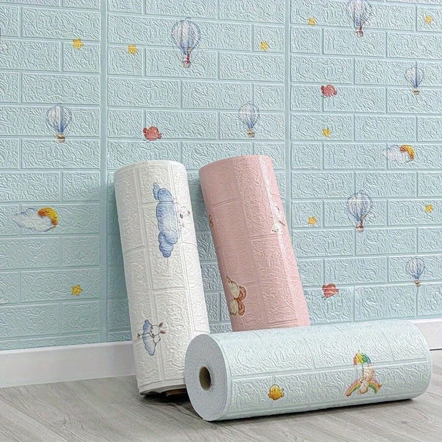 1pc Thick Self-Adhesive 3D Foam Wall Stickers | Waterproof Wall Covering Sticker | Baby Safety Essential | Room Decoration Wallpaper | Suitable For Nursery/Kindergarten