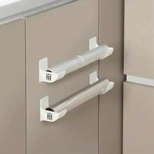 Estantes de almacenamiento de cocina que no requieren perforación, estantes de almacenamiento de papel de aluminio y película adherente, estantes para bolsas de comestibles, estantes para bolsas de plástico, estantes para bolsas de basura pequeñas montados en la pared, con ganchos adhesivos, estantes de almacenamiento ahorradores de espacio, adecuados para soluciones de almacenamiento montadas en la pared y en la puerta del gabinete, adecuados para cocinas, baños, lavanderías o garajes, Halloween y Navidad