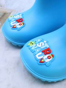 1 Pair Cartoon Astronaut Design Children Rain Boots, Lightweight Comfortable Non-Slip Outdoor Sports Waterproof Boots For Boys And Girls, Suitable For Rainy Days And School Activities