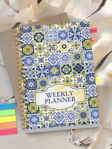 BUBU 1 件 A5 每周计划本 2025 开学季，+ 索引贴纸，简单无日期学术每日计划本，带有时间阻止、待办事项列表、情绪和睡眠追踪器，适用于青少年、工作和家庭、办公室学校用品 - 彩色 - 查看 3
