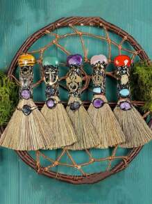 1pc Mini Crystal Magic Broom Decor For Home, Can Also Be Used For Desktop Cleaning, Halloween & Christmas Gift Home Decor Halloween Decor Fall Decor