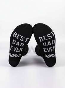 2 Pairs "Best Dad Ever" Men's Crew Socks And Ankle Socks, Minimalist Comfort Casual Creative Everyday Versatile