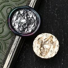 1pc NEW DARK SERIES Series Wax Seal Stamp, Vintage Sealing Stamp Head, Removable Brass Material, Fire Paint Seal Head For Wedding Invitations Gift Packaging Scrapbooking, DIY Handmade Gift Decoration, Cutting And Pasting Invitation Letter School Supplies, Back To School