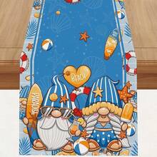 1pc, Blue Gnome Beach Table Runners, Beach Pool Coastal Party Decorations And Supplies For Home Party - Multicolor - View 11