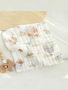 5条随机卡通动物图案婴儿围兜，新生儿超柔软洗脸巾，幼儿面巾 - 多色 - 查看 7