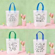 Juego de 5 piezas/10 piezas de bolsas de tela no tejida con estampado de graffiti de colores, bolsas de fiesta con arte de animales de carnaval, reutilizables, para fiestas, regalos, embalaje y almacenamiento, hechas a mano con pintura de graffiti, colores y estilos aleatorios