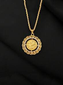1 pièce Collier pendentif en forme de pièce de monnaie, bijou de mariée doré style Moyen-Orient